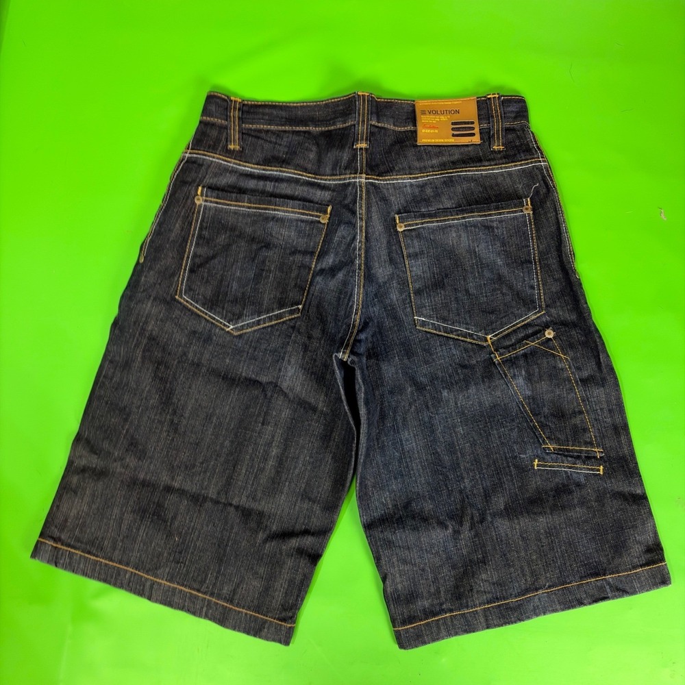 Evolution Denim Shorts Mens 34 Blue Extra Baggy Y2K Streetwear Indigo